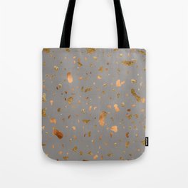 Elegant gray terrazzo with gold and copper spots Tote Bag