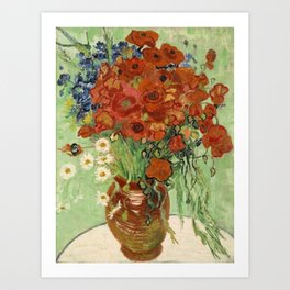 Vincent Van Gogh Still Life Vase With Daisies And Poppies Art Print