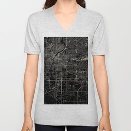 Rockford USA - Black and White City Map - Dark Aesthetic V Neck T Shirt