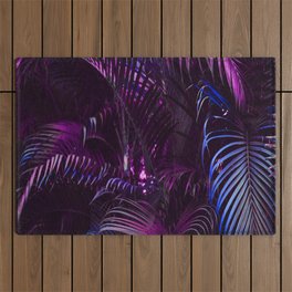 Vivid purple palm leaves pattern Outdoor Rug