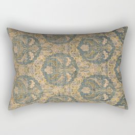 Antique Distressed Iranian Floral Rectangular Pillow