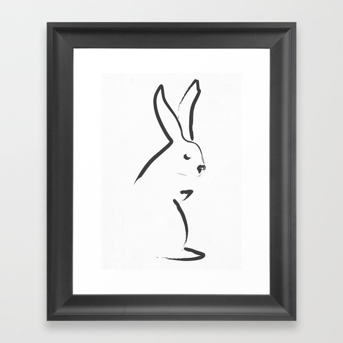 Zen Snow Bunny Framed Art Print