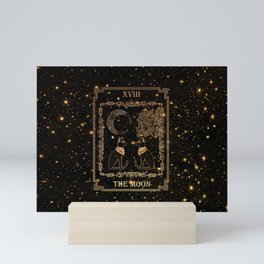 Tarot "The moon" - gold - cat version Mini Art Print