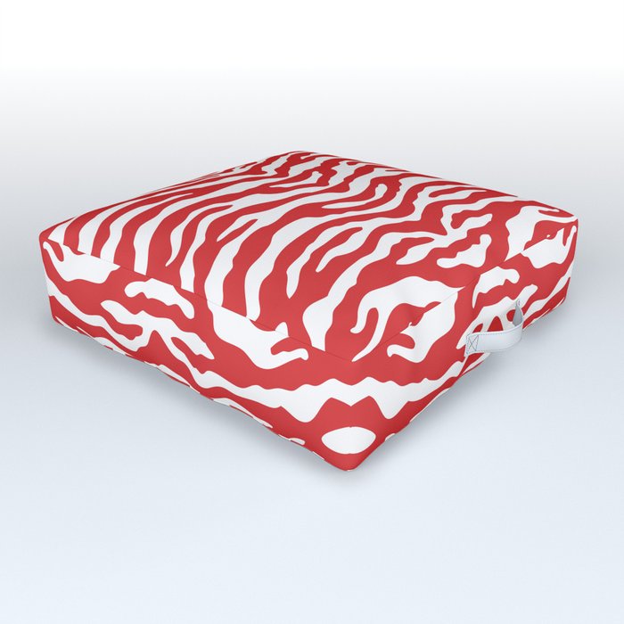 Zebra Wild Animal Print Red Outdoor Floor Cushion