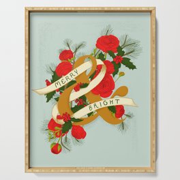 Merry and Bright Christmas Print - Soft Blue Serving Tray