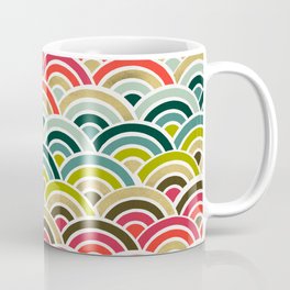 Japanese Seigaiha Wave – Coral & Mint Coffee Mug | Wave, Seigaiha, Holidays, Minimalism, Holiday, Catcoq, Ombre, Metallic, Cheer, Christmas 