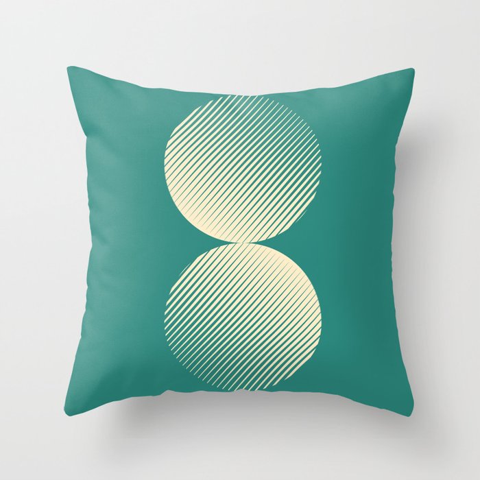 Abstraction_SUN_MOON_GREEN_GRAPHIC_ILLUSION_POP_ART_0512B Throw Pillow