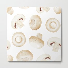 Edible mushroom watercolor pattern print Metal Print