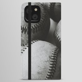 Old Baseballs in Black and White iPhone Wallet Case
