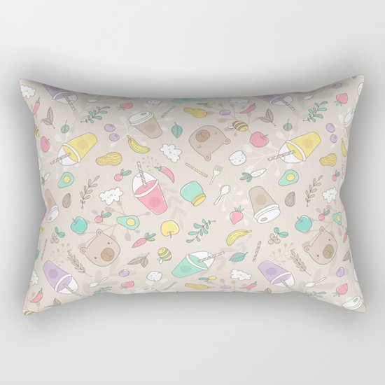 Bears and smoothie Rectangular Pillow