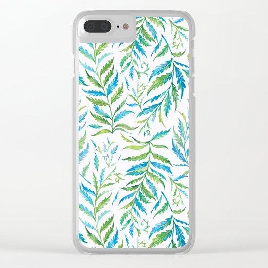 Leaves Green And Blue Clear iPhone Case