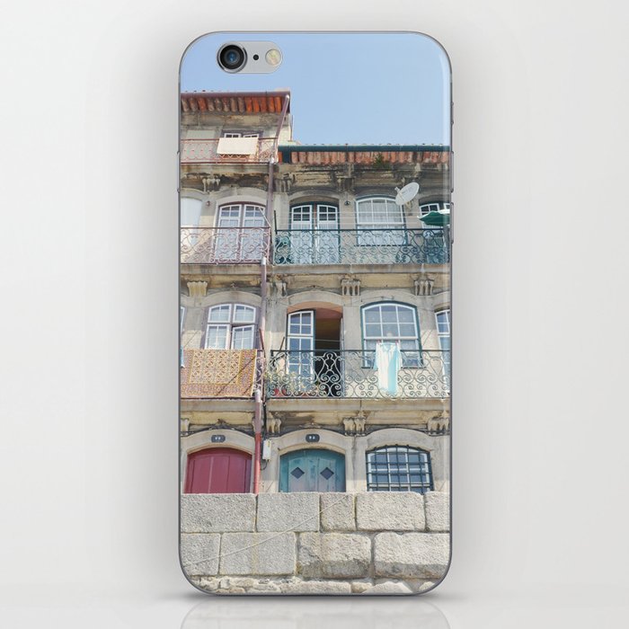 Portuguese Architecture | Old Building in Ribeira Porto | Digital Travel Photography in Portugal iPhone Skin