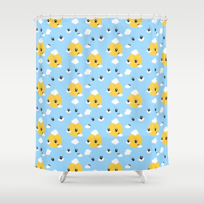 Ninja cats in the sky pattern Shower Curtain by EuGeniaArt | Society6