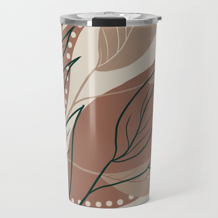 Modern abstract leaf brown Travel Mug