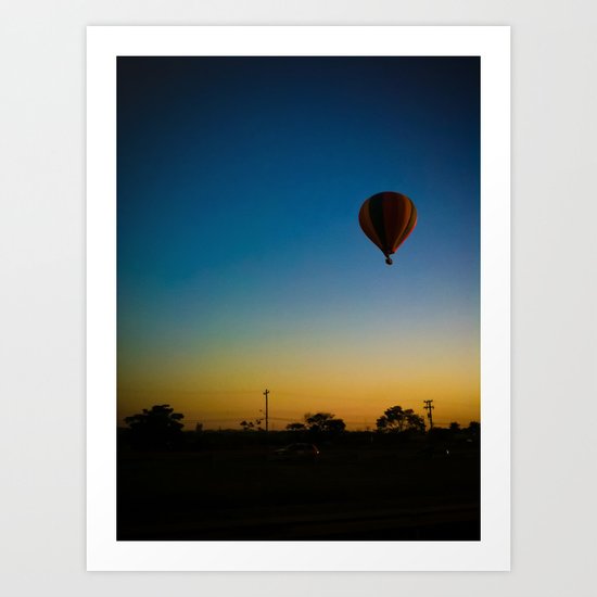 Blue, yellow and balloon Art Print