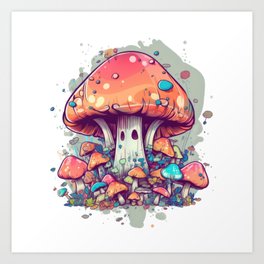 Mushroom Fun House Sticker n Tee Edition Art Print