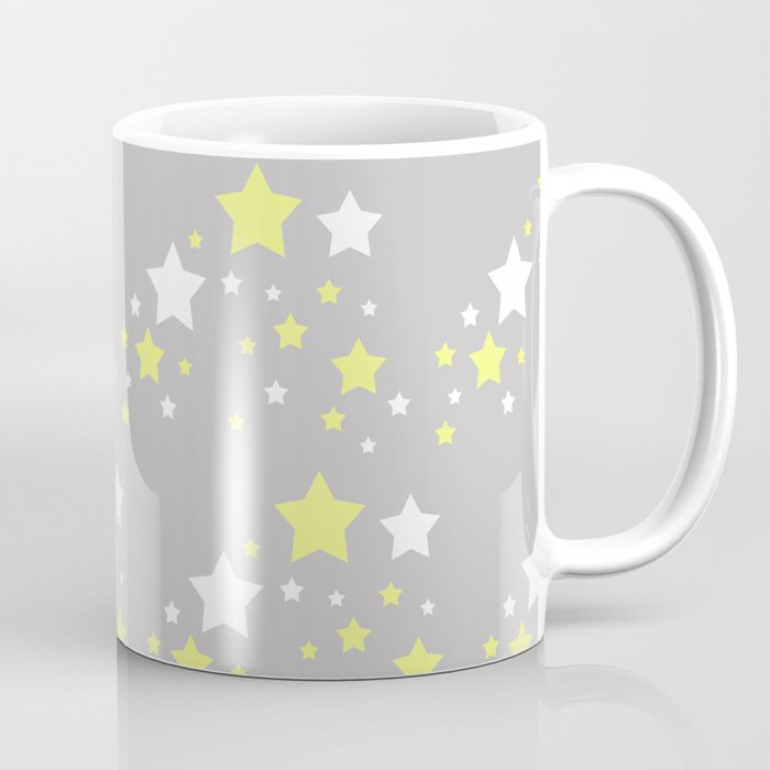 Yellow White Stars on Grey Gray Coffee Mug