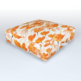 Lot of Lovely Orange Poppies White Background #decor #buyart #society6 Outdoor Floor Cushion