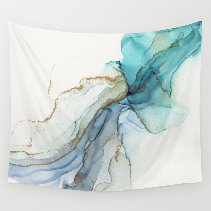 Abstract Jellyfish Alcohol Ink Painting Wall Tapestry