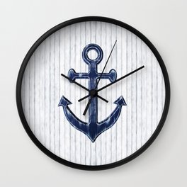 Rustic Anchor in navy blue Wall Clock