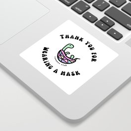 "Thank You For Wearing A Mask" Turtle - White Sticker