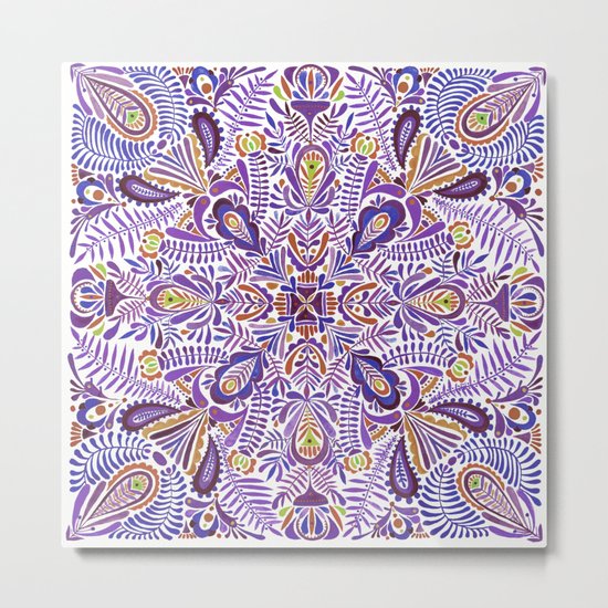 Gloomy purple mandala pattern Metal Print
