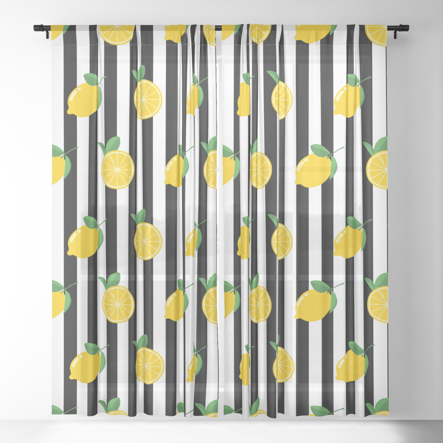 Lemon Pattern Sheer Curtain By Meltemozen Society6