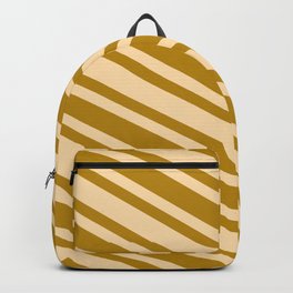 [ Thumbnail: Dark Goldenrod & Tan Colored Lines/Stripes Pattern Backpack ]