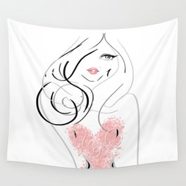 fashion illustration blush girl Wall Tapestry