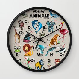 Animals Alphabet in English Wall Clock