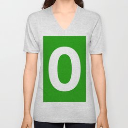 Number 0 (White & Green) V Neck T Shirt