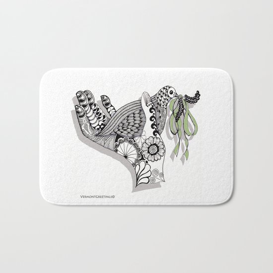 Zentangle Illustration - Peace Dove Bath Mat
