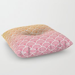 Japanese Seigaiha Wave - Orange & Pink Floor Pillow