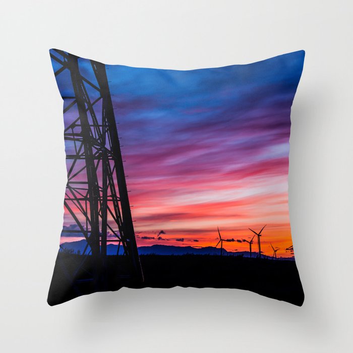 Sunset & Windmills Throw Pillow