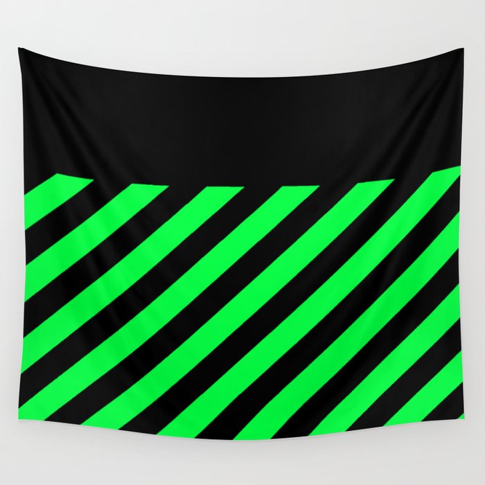 Black & Neon Green Stripes Wall Tapestry