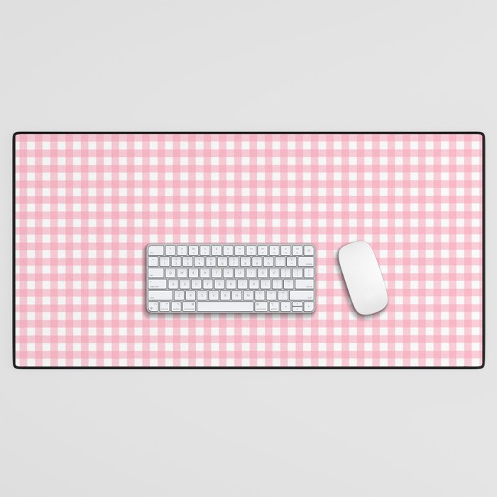 Light Pink Gingham Desk Mat