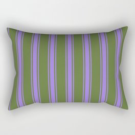 [ Thumbnail: Dark Olive Green and Purple Colored Lines Pattern Rectangular Pillow ]