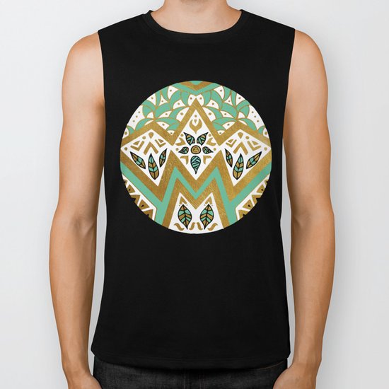 Golden Nature Mandala Biker Tank