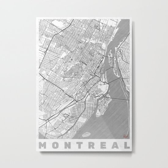 Montreal Map Line Metal Print