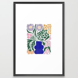 Modern floral wall art | Colorful, retro, pastel, flowers, leaves, illustration Framed Art Print