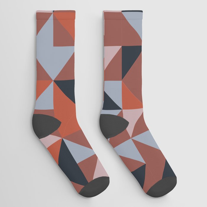 5-color geometric (autumn road palette) Socks