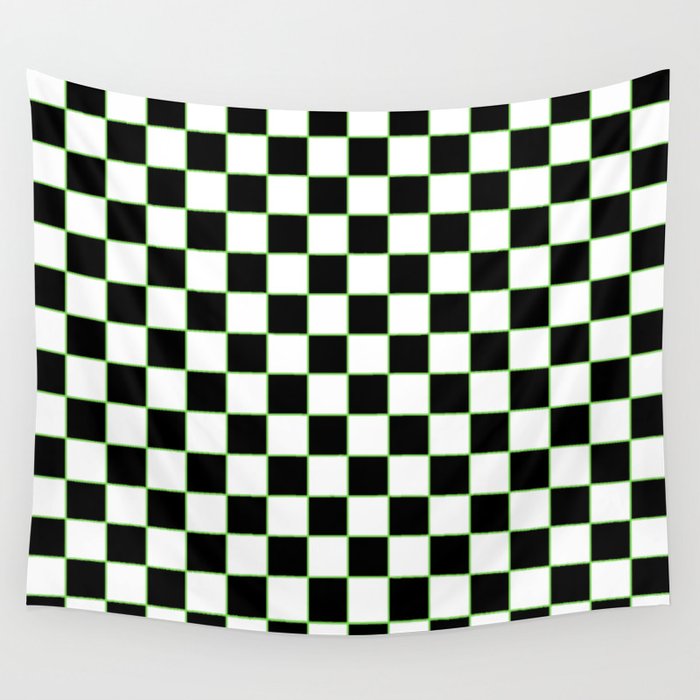 Checkered With Neon Green Wall Tapestry