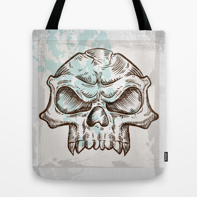 Skull Sketch Design On Background Tote Bag By Doomko Society6