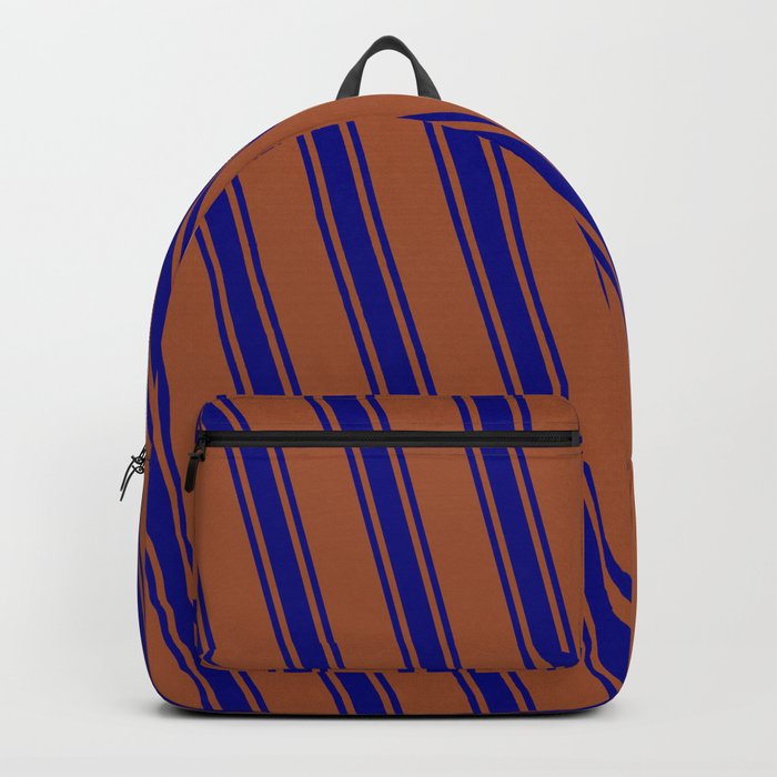 Sienna and Blue Colored Lines/Stripes Pattern Backpack