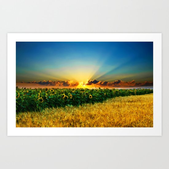 A New Day In The Farm Fields - Painting Style Art Print