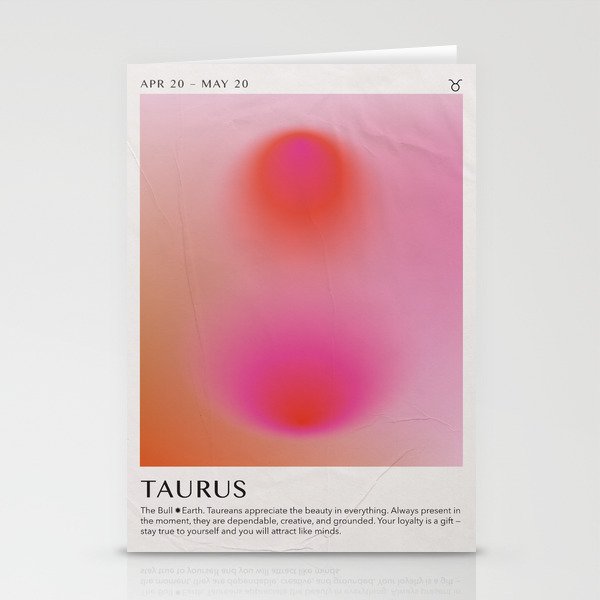 Taurus Astrology Zodiac Aura Gradient Art Print Stationery Cards