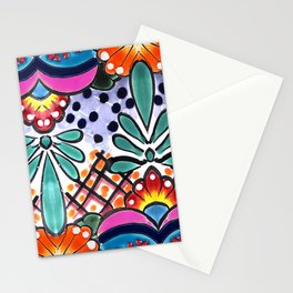 Colorful Talavera, Pink Accent, Large, Mexican Tile Design Stationery Card