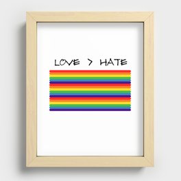 Love beats hate pride Recessed Framed Print