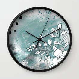 Flowers and spots design Wall Clock