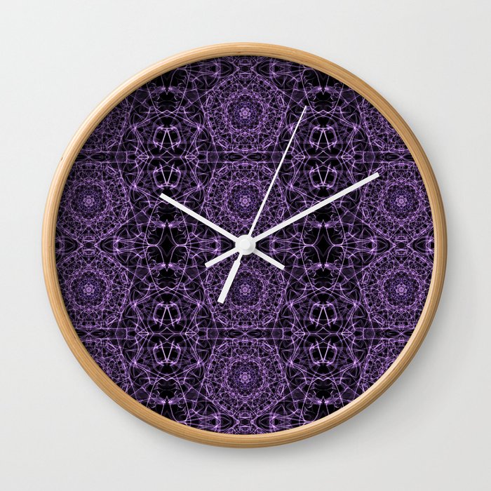 Liquid Light Series 19 ~ Purple Abstract Fractal Pattern Wall Clock